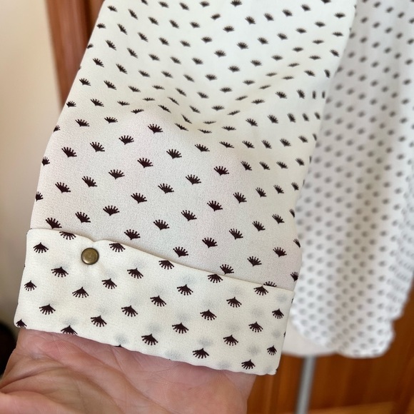 Monk & Lou Small Off White High Low Blouse Office Professional Cuffed Sleeves - Picture 6 of 9